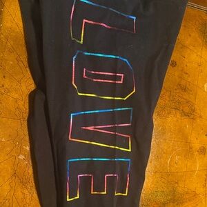 Victoria's Secret Black Leggings with Rainbow LOVE Print